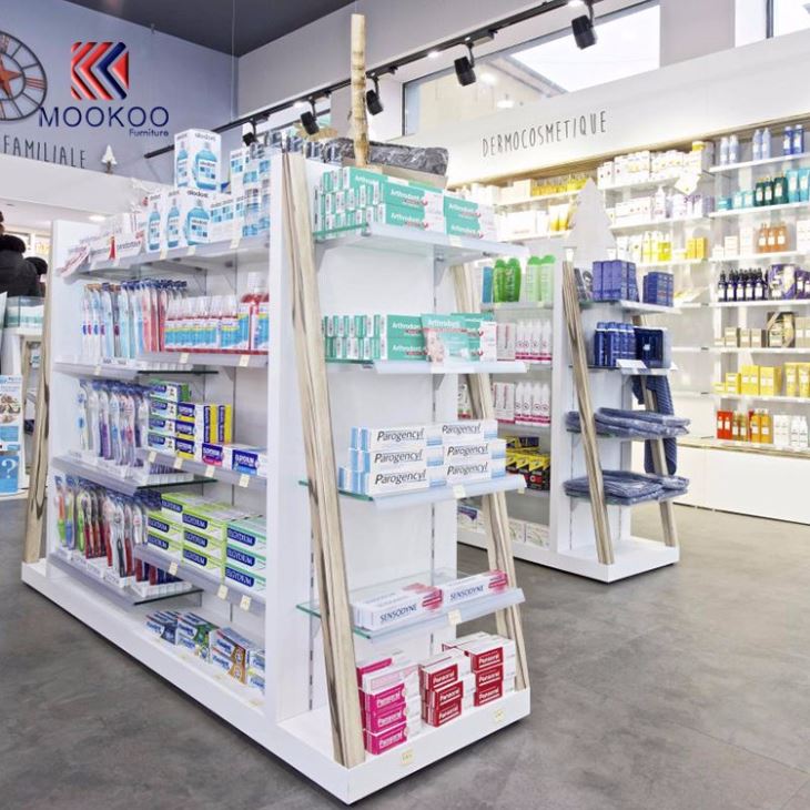 Refined Retail Customized Pharmacy Shop Display Shelves
