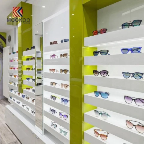 Comh-aireachta Taispeántais Sunglass Dearadh Taispeántais Wall Mount Glass