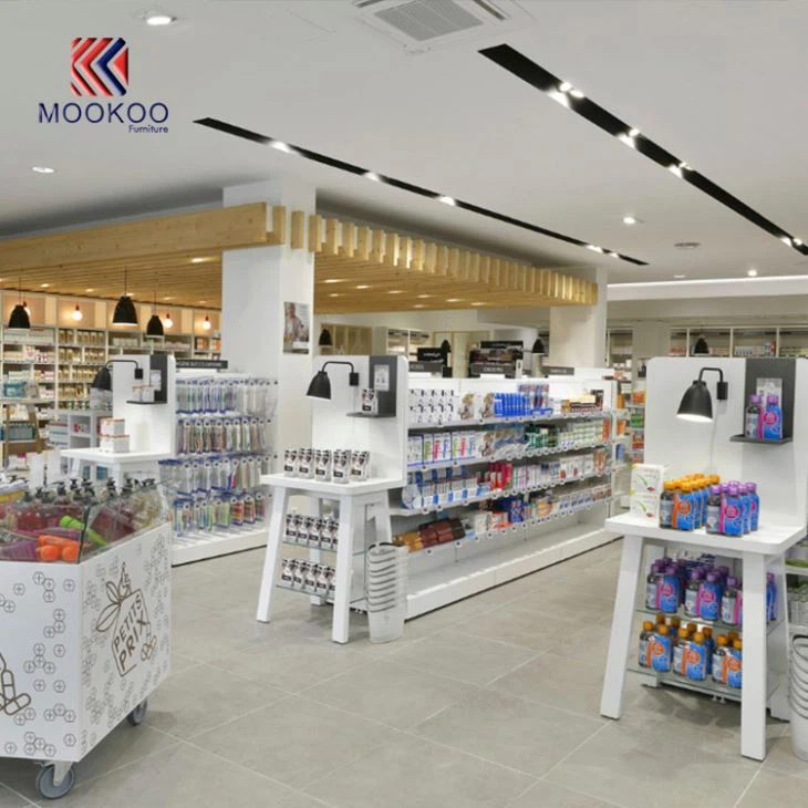 Wooden Pharmacy Flagship Shop Display Showcase